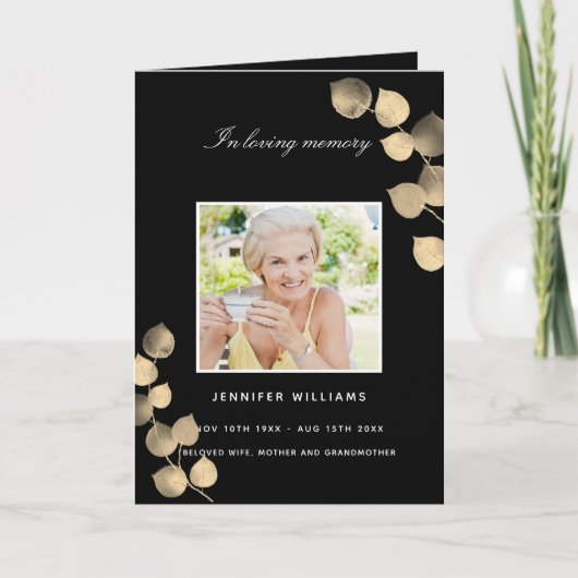 Eukalyptus Black Golden Foto Beerdigung Programm (Vorderseite)