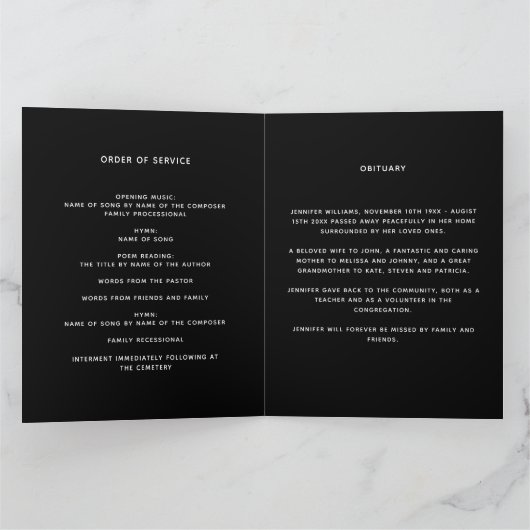 Eukalyptus Black Golden Foto Beerdigung Programm (Innenseite)