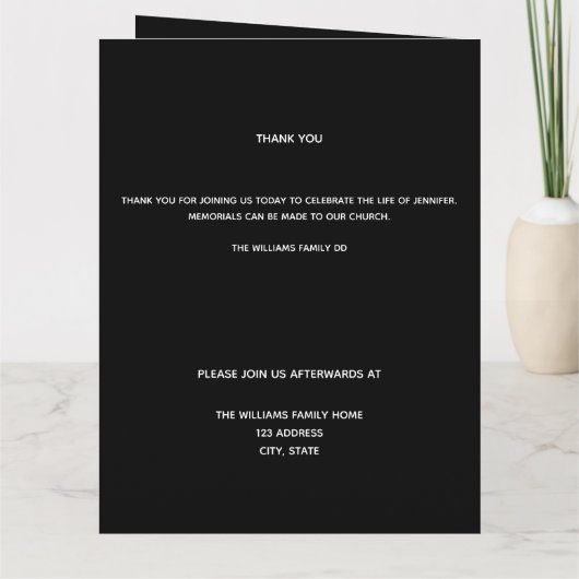 Eukalyptus Black Golden Foto Beerdigung Programm (Rückseite)