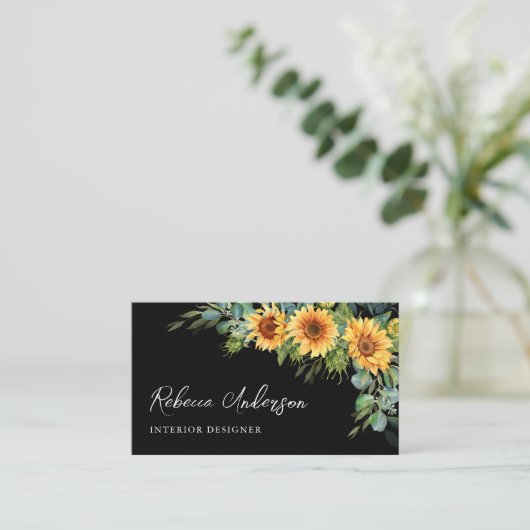 Eukalyptus Black QR Code Visitenkarte (Stehend Vorderseite)