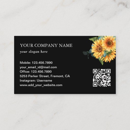 Eukalyptus Black QR Code Visitenkarte (Rückseite)