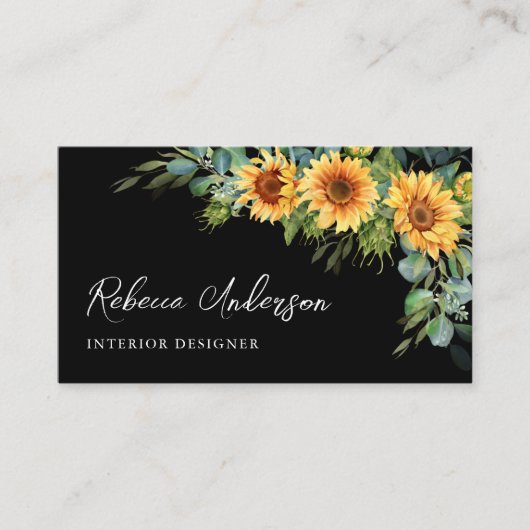 Eukalyptus Black QR Code Visitenkarte (Vorderseite)