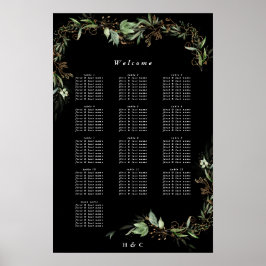 Eukalyptus Black Wedding Chart Poster