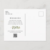 Eukalyptus Black Wedding QR Code Save the Date Ankündigungspostkarte (Rückseite)