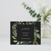 Eukalyptus Black Wedding QR Code Save the Date Ankündigungspostkarte (Stehend Vorderseite)