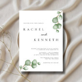 Eukalyptus Black & White Minimalist Foto Hochzeit Einladung