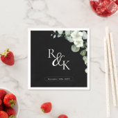 Eukalyptus Black & White Minimalistisch Monogram Serviette (Beispiel)
