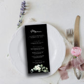 Eukalyptus Black & White Minimalistisch Wedding Menükarte