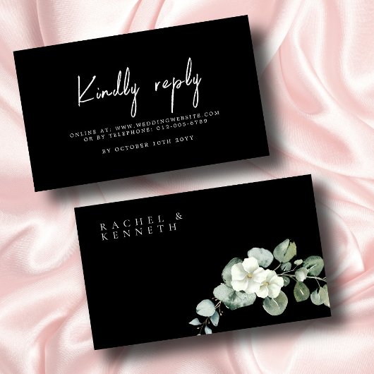 Eukalyptus Black & White Minimalistisch Wedding RS Begleitkarte