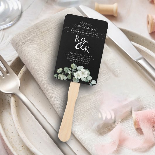 Eukalyptus Black & White Wedding Zeremony Program Fächer