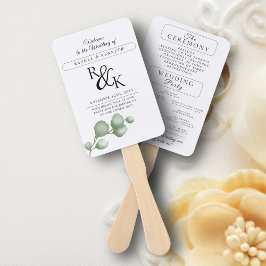 Eukalyptus Black & White Wedding Zeremony Program Fächer