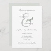 Eukalyptus-Blätter Ampersand Weißgraue Hochzeit Einladung (Vorne/Hinten)