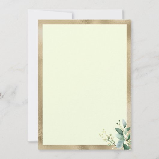 Eukalyptus-Blätter aus Rustikalem Minzgold Save th Einladung (Rückseite)