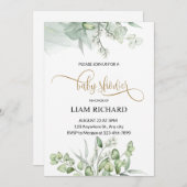 Eukalyptus-Blätter Baby Dusche Einladung (Vorne/Hinten)