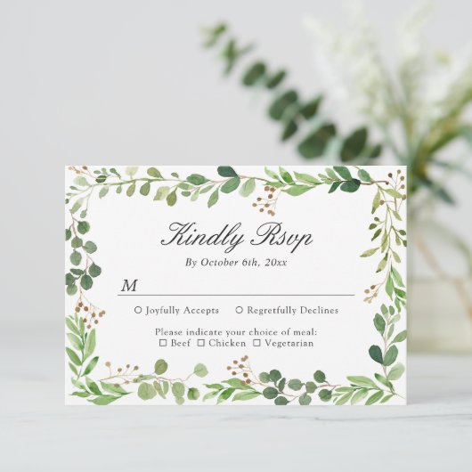 Eukalyptus-Blätter Border Botanical Foliage UAWG RSVP Karte (Stehend Vorderseite)
