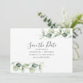 Eukalyptus-Blätter Botanische Hochzeit Save The Date (Stehend Vorderseite)