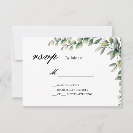 Eukalyptus-Blätter botanische Hochzeitskarte uAwg RSVP Karte (Vorderseite)