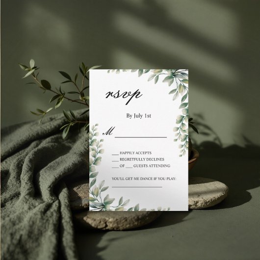 Eukalyptus-Blätter botanische Hochzeitskarte uAwg RSVP Karte