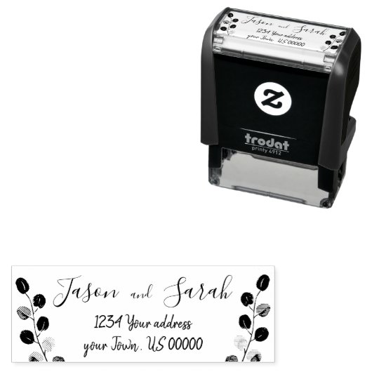 Eukalyptus-Blätter Braut und Bräutigam Permastempel (Beispiel)