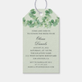 Eukalyptus-Blätter. Brautparty aus Grünpflanzen Geschenkanhänger