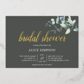 Eukalyptus-Blätter Brautparty grün Folieneinladung (Vorderseite)