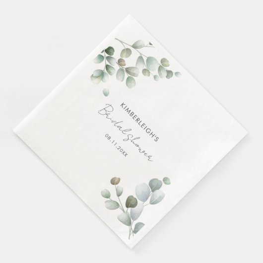 Eukalyptus-Blätter-Brautparty Serviette (Ecke)