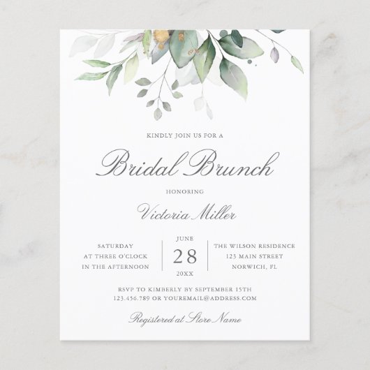 Eukalyptus-Blätter Bridal Brunch (Vorderseite)