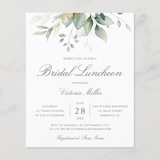 Eukalyptus-Blätter Bridal Luncheon (Vorderseite)