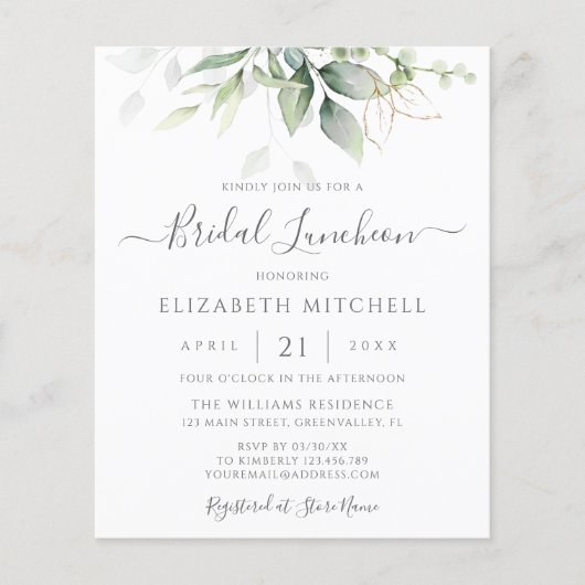 Eukalyptus-Blätter Bridal Luncheon (Vorderseite)