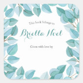 Eukalyptus-Blätter-Buchzeichen Quadratischer Aufkleber (Vorderseite)