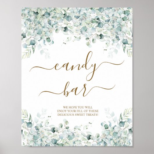 Eukalyptus-Blätter Candy Bar Shower Sing Poster (Vorne)
