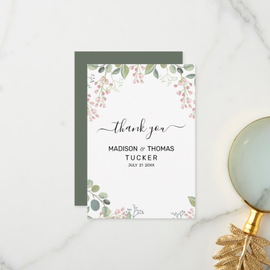 Eukalyptus-Blätter Danke-Karte Dankeskarte (Vorderseite/Rückseite Beispiel)