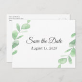 Eukalyptus-Blätter. Einfache Hochzeit Das Datum sp Postkarte (Vorne/Hinten)