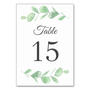 Eukalyptus-Blätter. Einfache Waldhochzeit Tischnummer