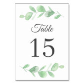 Eukalyptus-Blätter. Einfache Waldhochzeit Tischnummer (Rückseite)