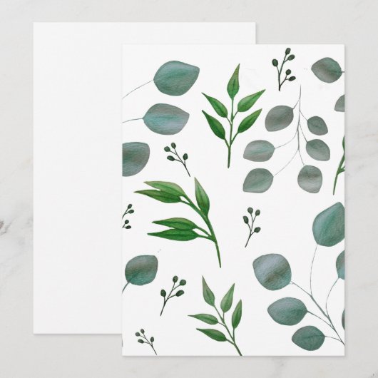 Eukalyptus-Blätter Einladung (Vorne/Hinten)