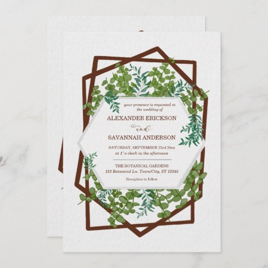 Eukalyptus-Blätter Einladung Hochzeiten (Vorne/Hinten)