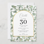 Eukalyptus Blätter Elegante Gold Geburtstagsparty Einladung (Vorderseite)