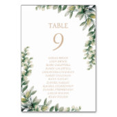 Eukalyptus-Blätter Elegante Tafelkarte Tischnummer (Vorderseite)