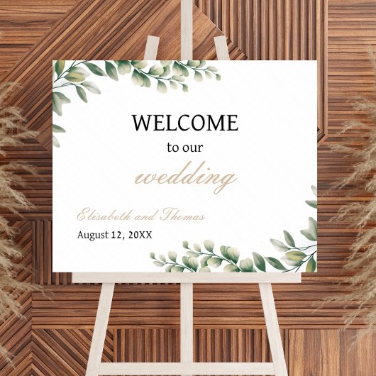 Eukalyptus Blätter Elegantes Hochzeitsszenario Poster