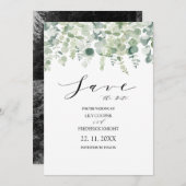 Eukalyptus-Blätter Foto Hochzeit speichern das Dat Save The Date (Vorne/Hinten)