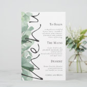 Eukalyptus-Blätter für das Hochzeitmenü (Stehend Vorderseite)