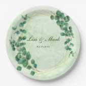 Eukalyptus-Blätter für geometrische Grüne Pappteller (Vorderseite)