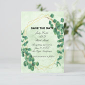 Eukalyptus-Blätter für geometrische Grüne Save the Begleitkarte (Stehend Vorderseite)