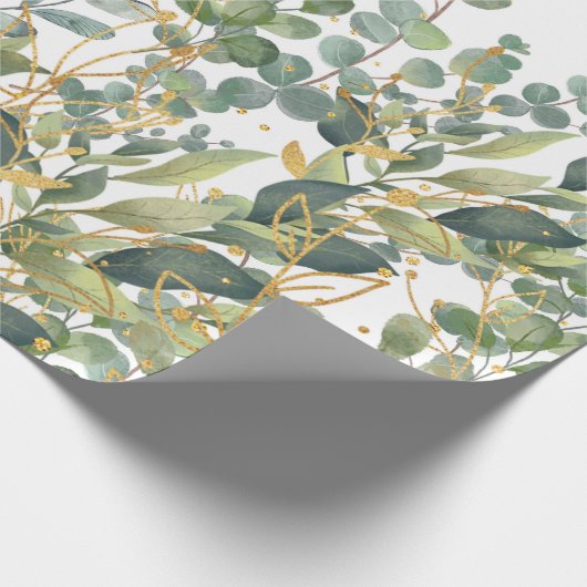 Eukalyptus-Blätter für Gold und Grüne Geschenkpapier (Ecke)