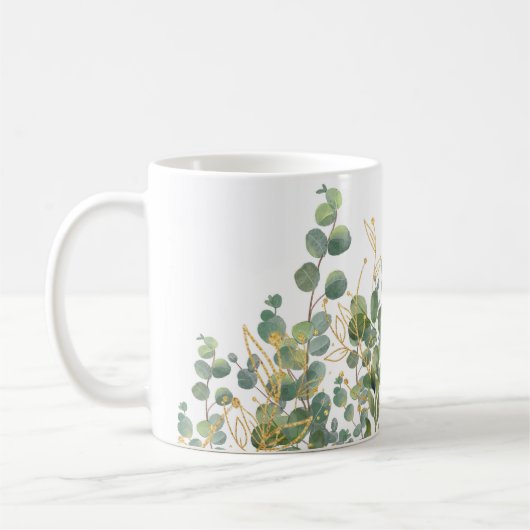 Eukalyptus-Blätter für Gold und Grüne Kaffeetasse (Links)