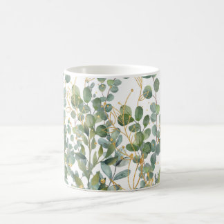 Eukalyptus-Blätter für Gold und Grüne Kaffeetasse