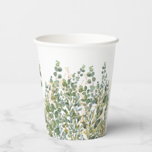 Eukalyptus-Blätter für Gold und Grüne Pappbecher (Rückseite)