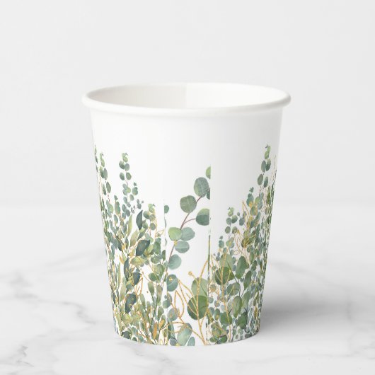 Eukalyptus-Blätter für Gold und Grüne Pappbecher (Links)