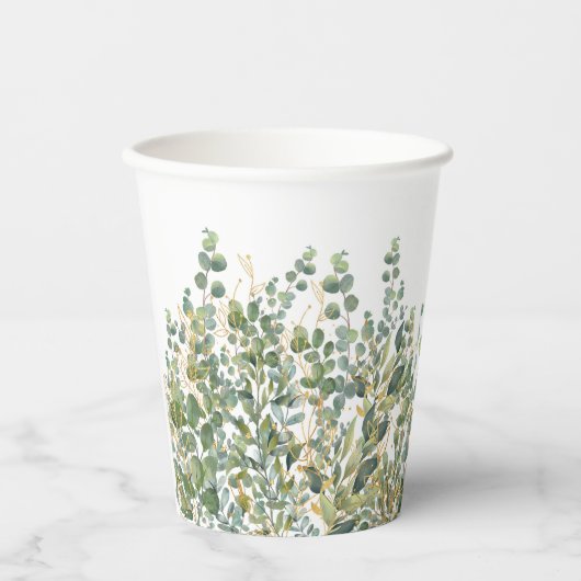 Eukalyptus-Blätter für Gold und Grüne Pappbecher (Vorderseite)